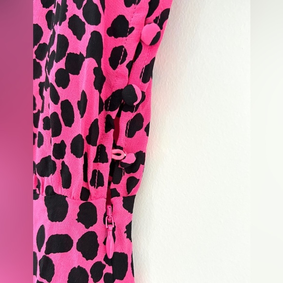Rixo Kyla Dress Size Medium Silk Leopard Print Pink Cocktail Dress Mini - Picture 7 of 13